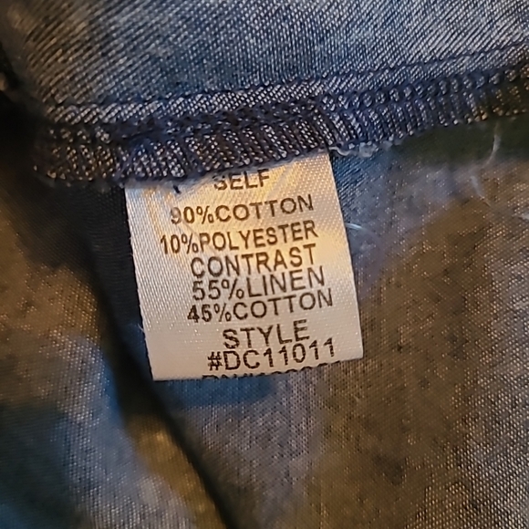 ODDY Boutique Chambray Style Linen Geometric Shoulder Design Dress Sz Small EUC - Picture 8 of 9